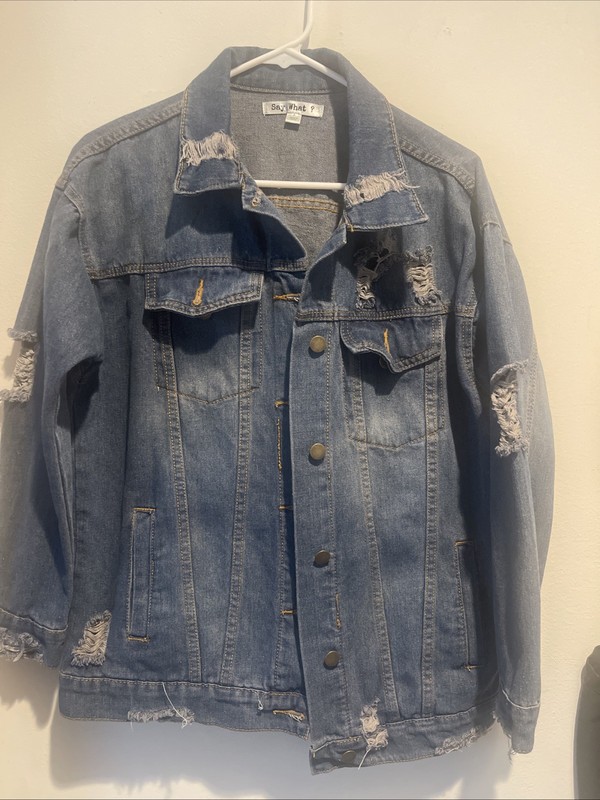 Say What Denim Boyfriend Distressed Jacket Size S