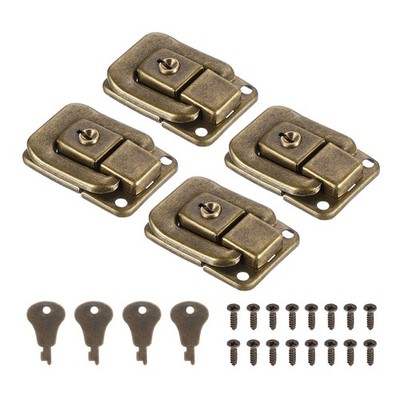 Suitcase Lock Hasp 1.6''x1.10'',4Pcs Iron Toggle Catch Latch with Key/Screw,Bronze