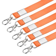 Neck lanyards, flat shoulder strap swivel cord hook clamp, orange 5pcs