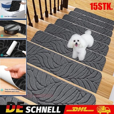 CP-AUTO Stufenmatte Treppenmatte Treppenteppich Stufenteppich selbsthaftend Trimbare 15x