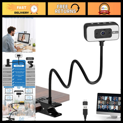 4K Streaming Webcam with Light, PDAF Autofocus & Built-in Microphone for PC