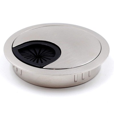 Desk Grommet for Wire Organizer - Brushed Silver, 2-3/8'' Hole, GBS60, 2-Pack