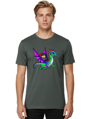 Hiccup-Riding-Toothless Mens Graphic Tee, 100% Cotton, Casual Summer Wear