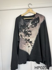 AllSaints Flora Lo Sweatshirt Womens L Black Floral Graphic Oversized WG003Q