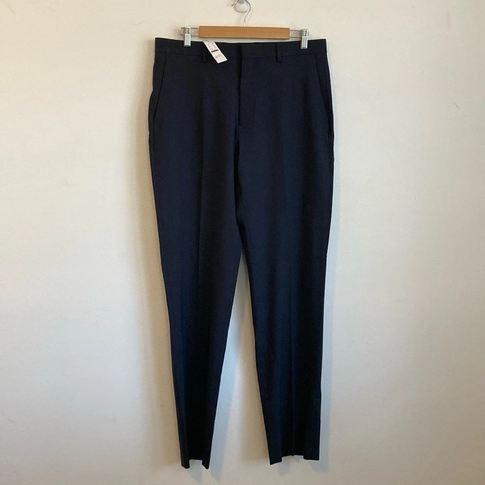 J Crew Blue Crosby Classic-fit suit pant Italian stretch wool blend Mens 32/34 - Image 2 of 4