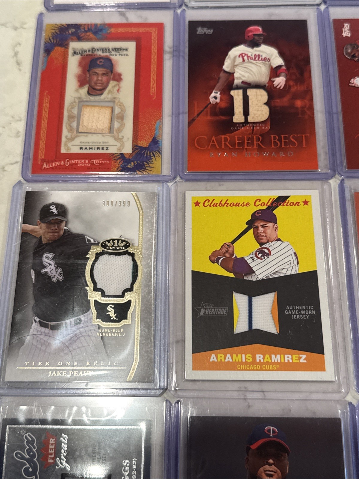 30 Baseball Card Game Used Jersey & Bat Lot: Pujols, Wright, Ashburn, Wilhelm, view 5