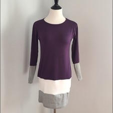 Purple Gray White NEW Color Block Dress Small