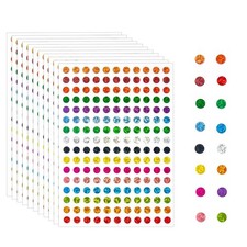 20 Sheets Color Coding Labels - Laser Shiny Sparkle Circle Dot Stickers, 1/4"...