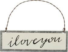 PBK Valentines Decor - I Love You Ivory Ornament Sign