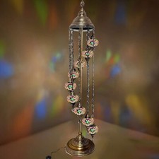Turkish Moroccan Floor Lamp 9 BALL Light Eastern Bohemian Mosaic Glass FREE BULB