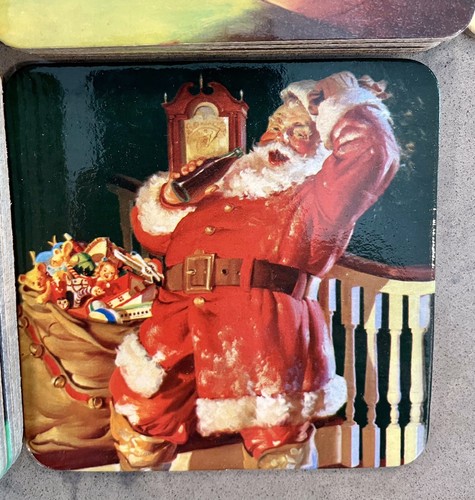 Lot of 37 Retro Coca Cola Santa Claus Christmas Coasters Cork Back Drink Clean!! - Picture 9 of 11