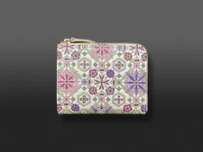 JAPAN  Traditional Design L-shaped mini wallet with Hanabishi pattern WineRed