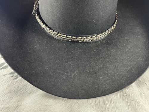 Unisex Horsehair Hatband Braided Western Adjustable 1/2 in Black Gray Cream - Picture 1 of 24