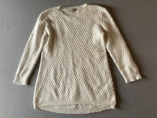 Joan Vass Women’s Sweater Medium Ivory Nylon Rabbit Hair Soft Warm #866
