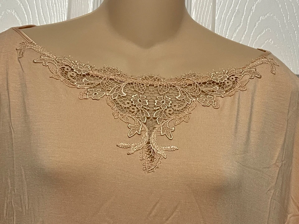 La Perla Primula M Short Nightgown Modal Jersey Peach Pink Drape Sleeves - Image 2 of 2