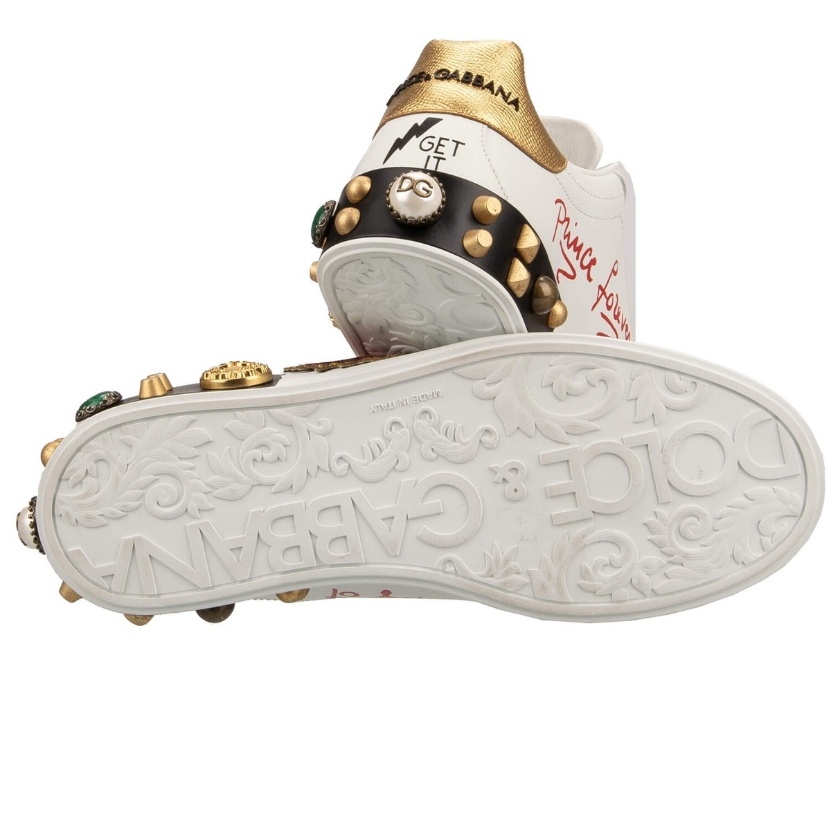 【関税&送料込み】DOLCE & GABBANA Shoes DOLCE & GABBANA DG Logo Heart Pearl Logo Low Top Sneaker
