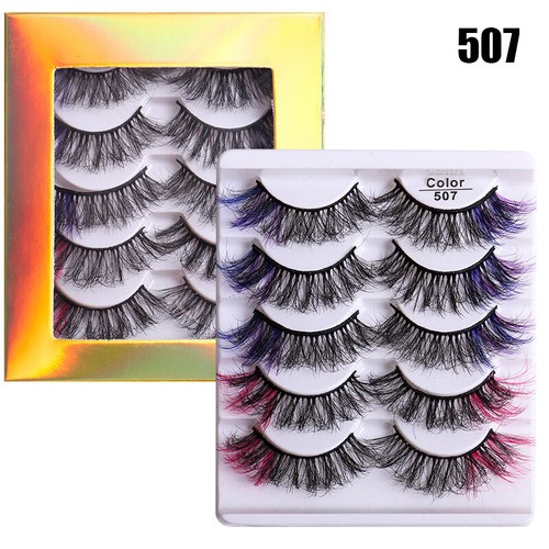 5Pairs 3D Mink Eyelashes Mink Lashes Mix Color False Eyelashes Fluffy Extension - Picture 15 of 23