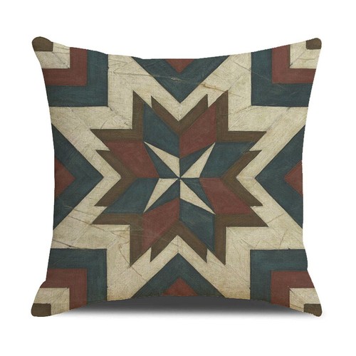 18" Vintage Geometric Decor Linen Throw Pillow Case Tribal Eastern Cushion Cover - Picture 7 of 9