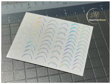 Curved Stripes Lines French Tips Nail Stickers Aurora Silver