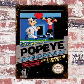 POPEYE NES Metal Wall Sign Vintage Nintendo Gaming Print Retro Arcade Gamer Gift