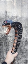 Wooden walking stick hand carved cobra snake handmade walking cane animal