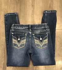 Vigoss Girls Skinny Jeans 8 Chunky Embellished Pockets D27 