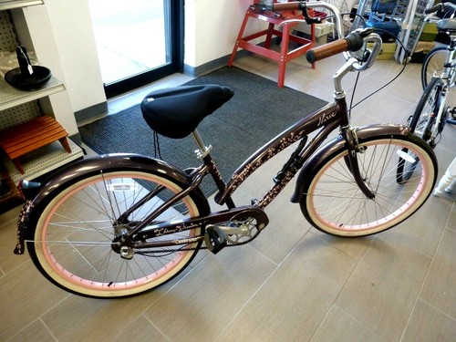 Nirve Cherry Blossom 3 Speed Beach Bike, Purple w/ Pink Rims - Picture 2 of 5