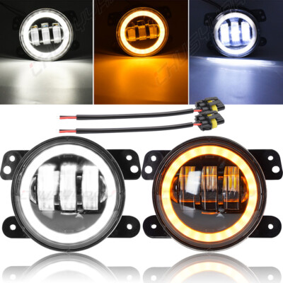 pair 4 inch Round LED Fog Lights Bumper Driving Lamp For Dodge Journey 2009-2018