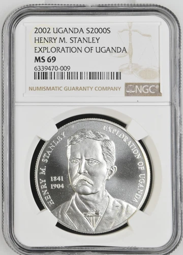 2002 BANK OF UGANDA 2000 SCHILLINGS HENERY M. STANLEY EXPLORATION - NGC MS 69
