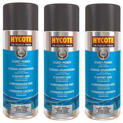 Hycote Grey Grundierung Aerosol Sprühlack Auto Mehrzweck Vorbereitung 400ml x3