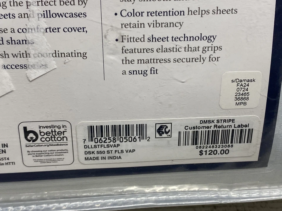 Conjunto de folhas Charter Club Stripe 550 TC 4 peças tamanho completo vapor cor azul claro novo - Imagem 4 de 4