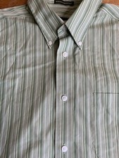 Eddie Bauer Mens Btn Dn Wrinkle Free Classic Fit Shirt Green Stripe Sz Large B33
