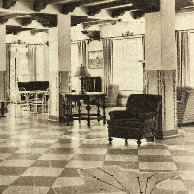 RPPC Del Camino Courts Lobby El Paso,TX Postcard EL RANCHO MOTEL Carlsbad,NM 