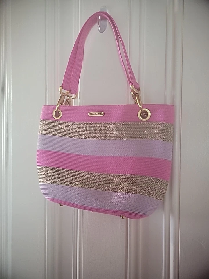 Eric Javits Hand Bag Womens Shoulder Purse Pink Gold Gold Tone Hardware Feet... - Image 2 of 4