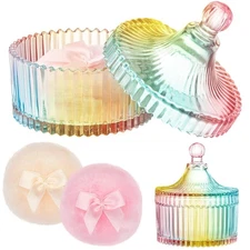 Tioncy 3 Pcs Large Body Powder Puff and Container Simple, Colorful 