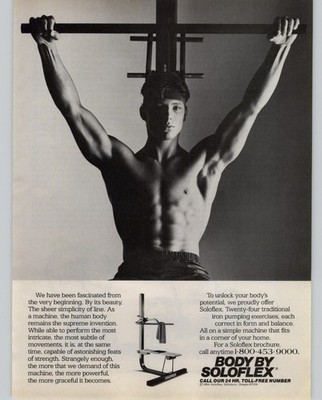 1984 Vintage Print Ad Body By Soloflex Exercise Machine Shirtless Muscular Man