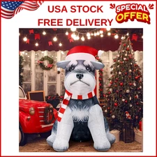 Leyndo 5 ft Schnauzer Christmas Inflatables Outdoor Decorations Xmas Dog Blow