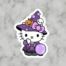 Kitty Cat, Kawaii Cute Fun Halloween Hello Adorable Glossy Vinyl sticker, Decal
