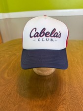 Cabela's Trucker Hat Club Logo Men's Adjustable Snapback White Red Navy