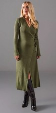 👉Wallis Khaki Knitted🧶Dress Womens❤️Casual Dresses💐