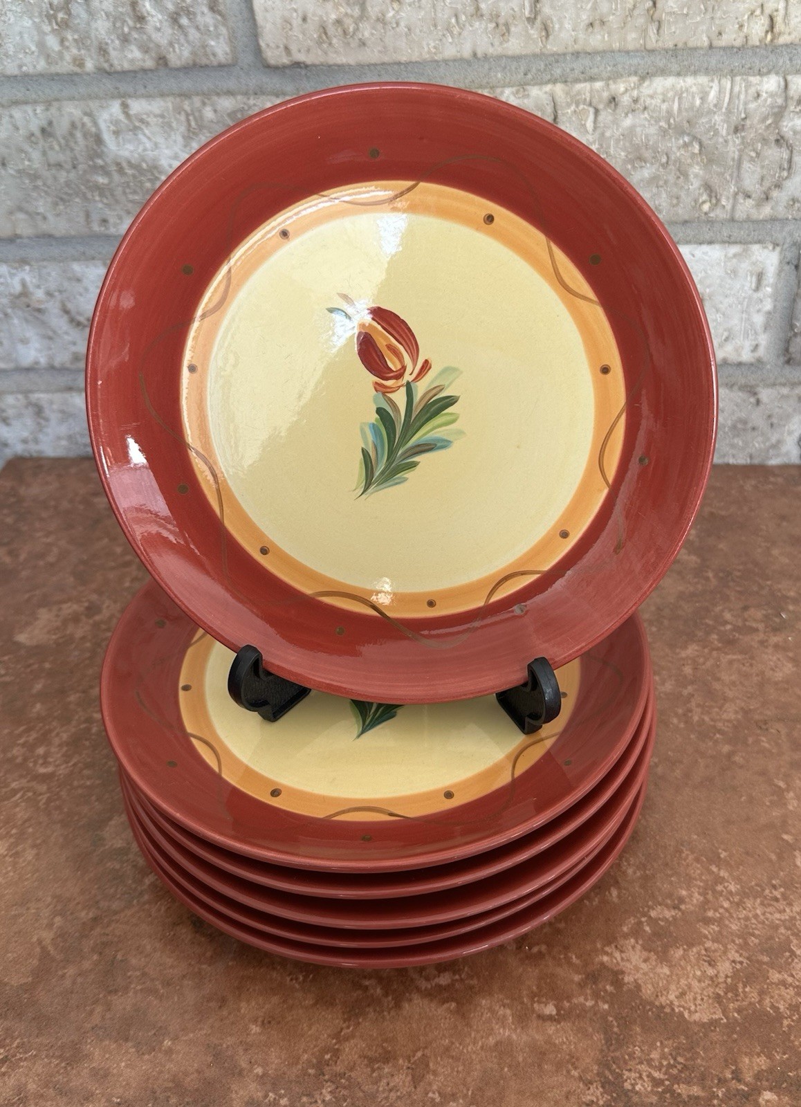 6 Salad Plates Gail Pittman Siena 7-3/4 Inch Diameter Lot of 6 Salad Plates