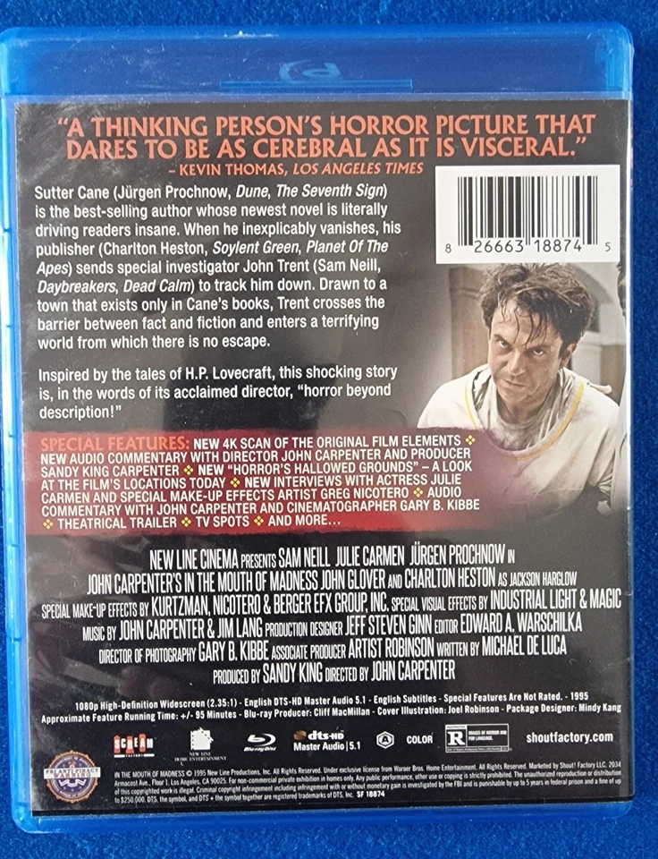 In the Mouth of Madness - Collector's Edition (Blu-ray) Shout Factory Region A - Image 2 of 3