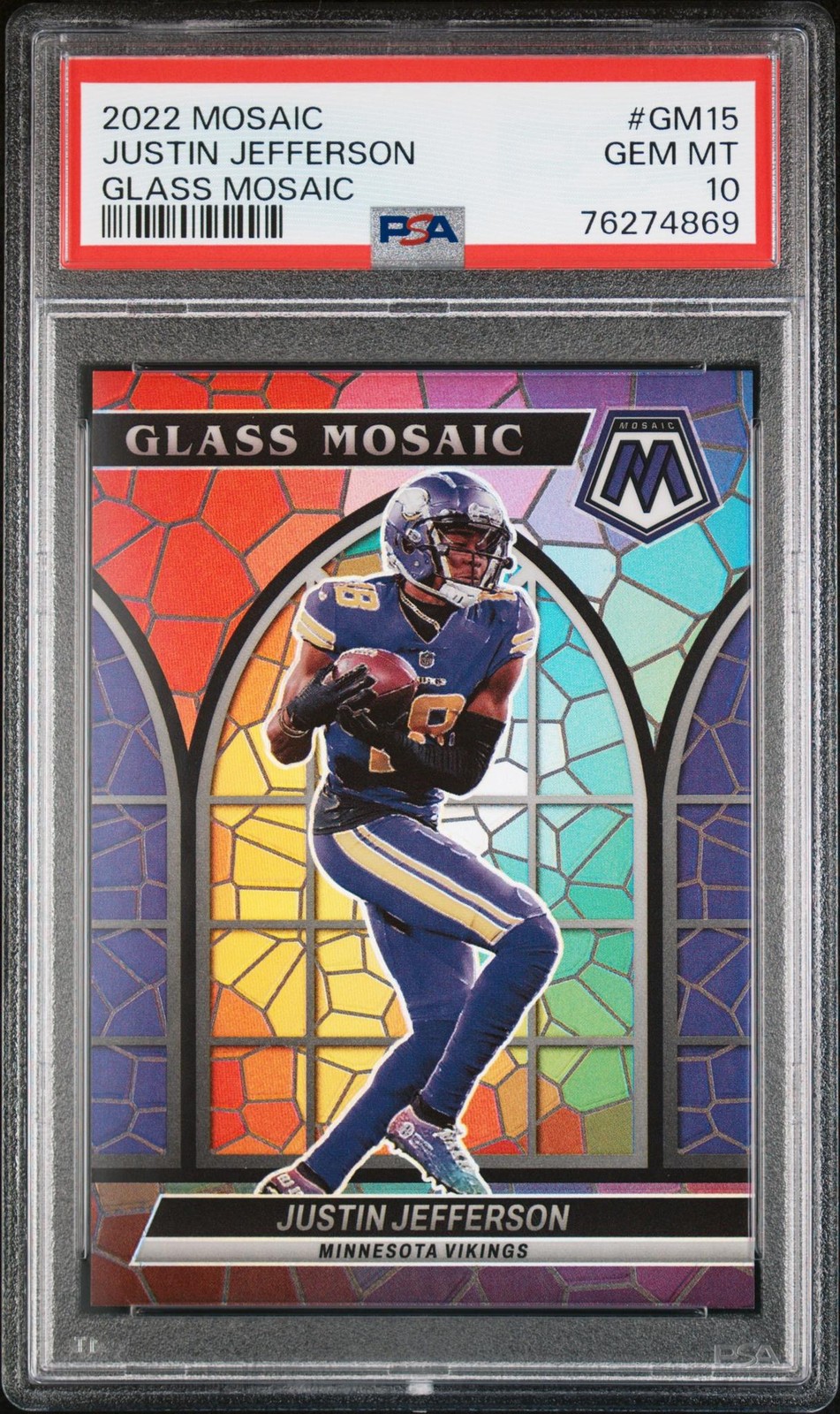 2022 Panini Mosaic Glass Mosaic Justin Jefferson #15 PSA 10