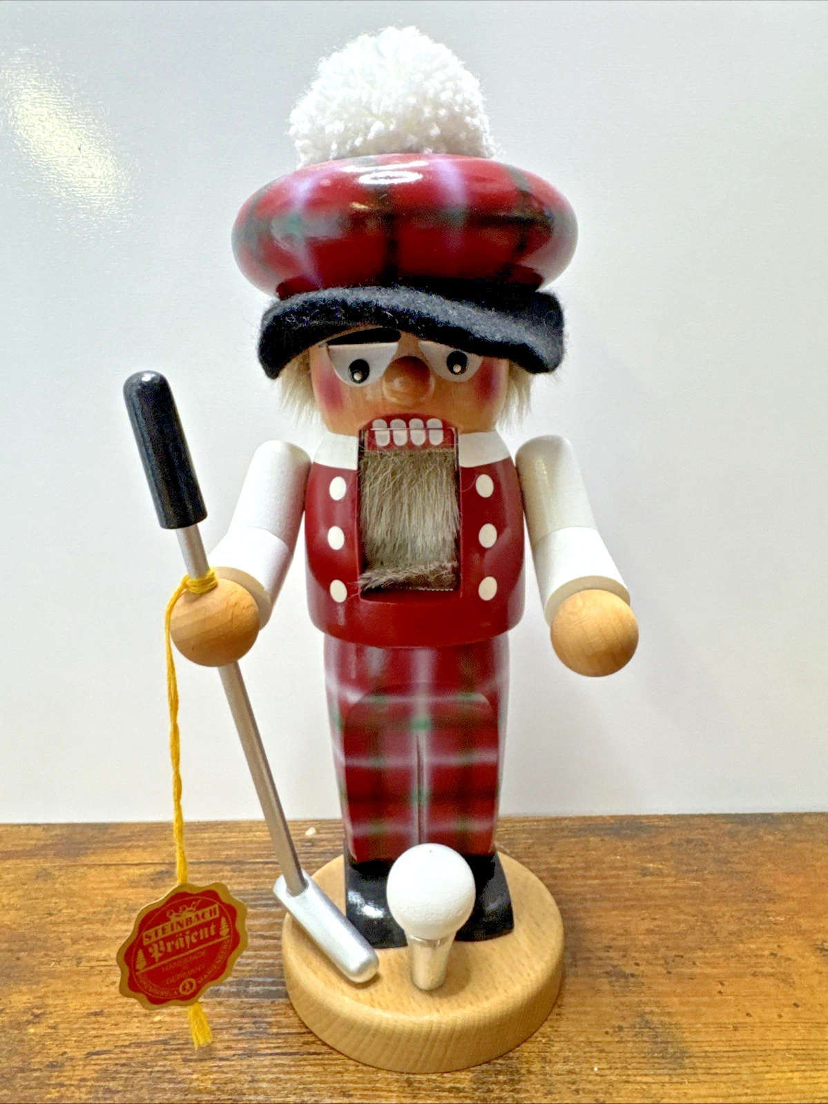RETIRED STEINBACH GERMAN NUTCRACKER Golfer Chubby Golf Master 11.5” w Tag Red
