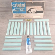 H & R Johnson MG 35 Turquoise Bath Trim Glazed Ceramic Tiles 1970 Vintage