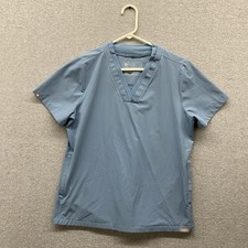 FIGS Mira FORMx Ribbed V-Neck Scrub Top Women s Medium Ceil Blue Gray M Uniform