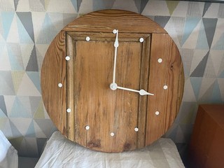 Handcrafted upcycled circular wall clock made from reclaimed pine wood 16"