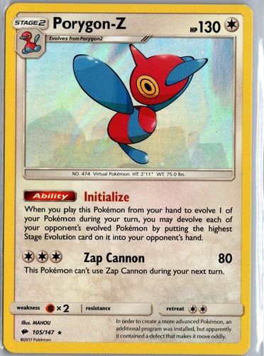 Porygon-Z 105/147 Holo Rare Burning Shadows Pokemon Near Mint