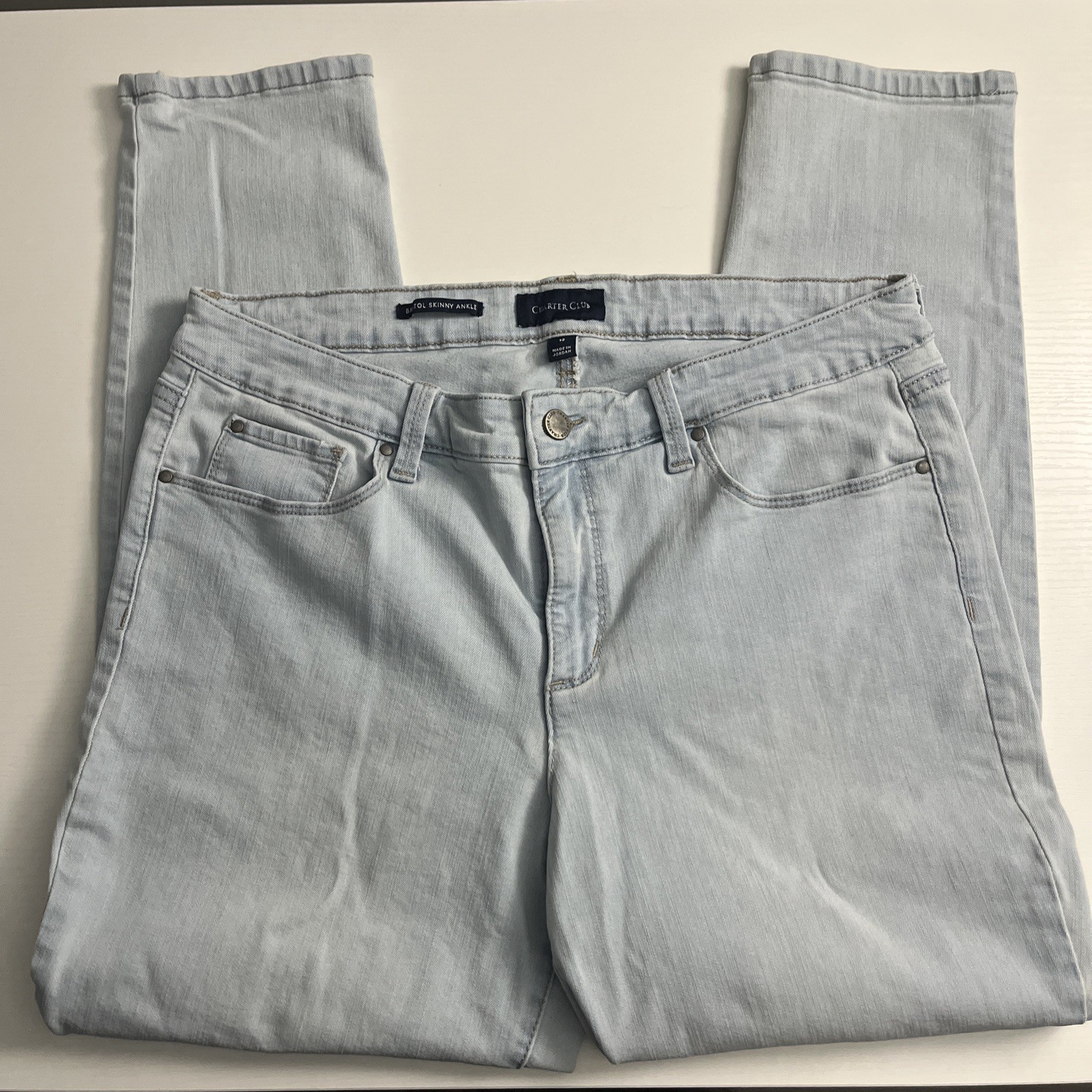Charter Club Bristol Skinny Ankle Jeans Size 12 Women Light Wash Denim