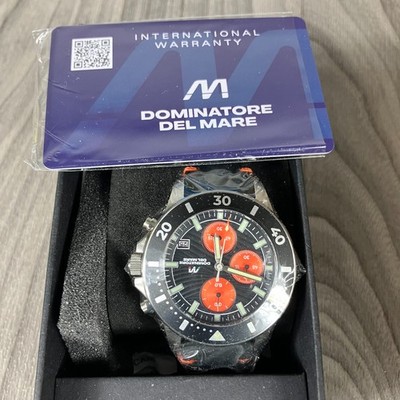 Dominators Del Mare Chronograph Watch Men s Watch Round Wristwatch Black Orange